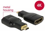 DeLock Adapter High Speed HDMI with Ethernet – HDMI Micro-D male > HDMI-A female 4K Black 65664
