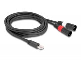 Delock Adapter RJ45 kábel apa - 2 XLR 3 tűs apa fekete színű 2 m