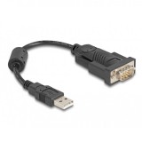 Delock Adapter USB 2.0 A-típusú - 1 x soros RS-232 D-Sub 9 tűs apa ferrit maggal 0,25 m
