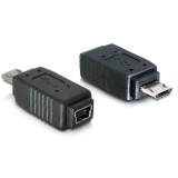 DeLOCK Adapter USB micro-B male to mini USB 5-pin mini USB 5p Fekete csatlakozó átalakító