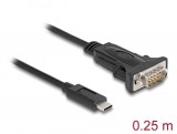 Delock adapter usb type-c - 1 x soros rs-232 d-sub 9 t&#369;s apa csavarokkal 0,25 m