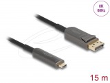 Delock Aktív optikai kábel USB Type-C DisplayPort, 8K 60 Hz, 40 Gbps, 15 m