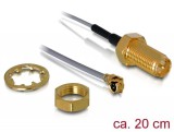 DeLock Antenna Cable RP-SMA jack bulkhead to MHF plug 1.13 20cm thread length 10mm 6GHz 88340
