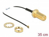 Delock Antenna kábel RP-SMA anya válaszfali csatlakozóval apa MHF 4-dugó 0.81 35 cm menethossz 35 m