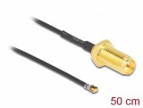 Delock Antenna kábel RP-SMA anya válaszfali csatlakozóval apa MHF 4L LK-dugó 1.37 50 cm menethossz (12660)