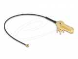 Delock Antenna kábel SMA 90 PCB anya válaszfali csatlakozóval apa I-PEX Inc., MHF I-dugó 1.13 15 cm menethossz 15 mm