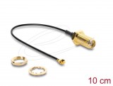 Delock Antenna kábel SMA anya válaszfali csatlakozóval apa I-PEX Inc., MHF I -dugó 1.13 10 cm menethossz 10 mm