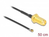 Delock Antenna kábel SMA anya válaszfali csatlakozóval apa MHF 4L LK-dugó 1.37 50 cm menethossz 10