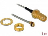 Delock Antenna kábel SMA anya válaszfali csatlakozóval apa MHF I -dugó 1.13 1 m menethossz 10 mm