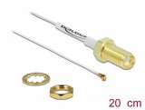 Delock Antenna kábel SMA anya válaszfali csatlakozóval apa MHF II-dugó 0.81 20 cm menethossz 10 mm