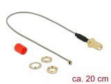 Delock Antenna kábel SMA anya válaszfali csatlakozóval ferrittekercs apa MHF I csatlakozó 1.13 20 c