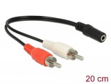 DeLock Audio Cable 2x RCA male to 1 x 3.5mm 3pin Stereo Jack 20cm 85806