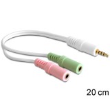 Delock audió kábel 3,5 mm 4 pin jack apa - 2x3,5 mm 3 pin jack anya