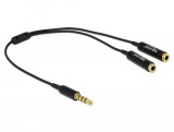 DeLock Audio splitter stereo jack male 3.5 mm 4 pin > 2x stereo jack female 3.5 mm 4 pin 25cm cable 65575