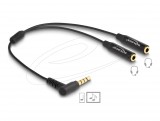DeLock Audio Splitter stereo jack male 3.5 mm to 2 x stereo jack female 3.5 mm 4 pin angled Black 66242