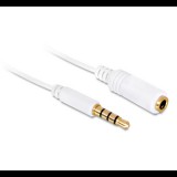 Delock audió toldó kábel, 4 pol.3.5mm sztereó jack dugó/aljzat csatlakozókkal, Iphonehoz, fehér