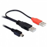 DeLock Cable 2 x USB2.0-A male > USB mini 5-pin 1m Black 82447