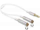 DeLock Cable audio splitter stereo jack male 3.5mm 4 pin > 2x stereo jack female 3.5mm 4 pin 25cm 65576