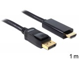 DeLock Cable Displayport 1.1 male > High Speed HDMI-A male passive 1m Black 82586