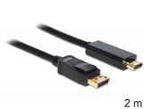 DeLock Cable Displayport 1.1 male > High Speed HDMI-A male passive 2m Black 82587