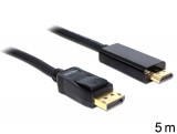 DeLock Cable Displayport 1.5 male > High Speed HDMI-A male passive 5m Black 82441