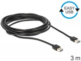 DeLock Cable EASY-USB 2.0 Type-A male > EASY-USB 2.0 Type-A male 3m Black 83462