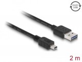 DeLock Cable EASY-USB 2.0 Type-A male > USB 2.0 Type Mini-B male 2m Black 85554