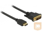 Delock CABLE HDMI(M)->DVI-D(M)(24+1) 2M BLACK DUAL LINK GOLD-PLATED CONTACTS