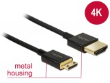 Delock Cable High Speed HDMI with Ethernet - HDMI-A male  HDMI Mini-C male 3D 4K 0.5 m Slim Premium 84787