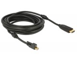 DeLock Cable mini Displayport 1.2 male with screw > HDMI male 4K Active Black 5m 83732