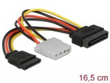 DeLock Cable Power SATA 15 pin male > Molex 4 pin female + SATA 15 pin female 65235