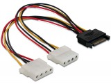 DeLock Cable Power SATA 15pin > 2x 4pin Molex female 20cm 65159