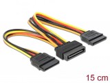 DeLock Cable Power SATA 15pin plug > 2xPower SATA 15 pin receptacle 15cm 60143
