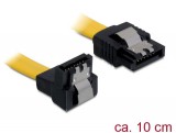 DeLock Cable SATA 6 Gb/s male straight > SATA male downwards angled 10 cm Yellow metal 82798