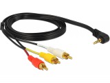 DeLock Cable Stereo jack 3.5mm 4 pin male angled > 3x RCA male 1,5m 84504