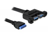DeLock Cable USB 3.0 pin header female > 2x USB 3.0-A female parallel 82941
