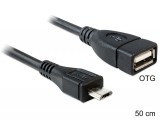 DeLock Cable USB micro-B male > USB 2.0-A female OTG 50cm 83183