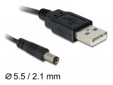 DeLock Cable USB Power > DC 5.5 x 2.1mm Male 1m Black 82197