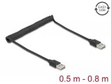 DeLock Coiled Cable EASY-USB 2.0 Type-A male to EASY-USB Type-A male 0.5 m to 0,8m Black 90124