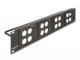 Delock D-típusú 19 Patch Panel 4 D-típusú lemezzel 86 x 86 mm méretű és 4 port 2U fekete (88195)