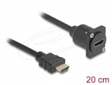 DeLock D-Type HDMI male to female cable 0,2m Black 87966