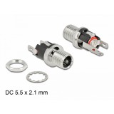 Delock DC csatlakozó anya 5,5 x 2,1 x 12,0 mm-es forrasztott foglalatfej verzióval