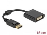 DeLock DisplayPort 1.1 male to DVI-I (Dual Link) (24+5) female Passive Adapter 0,15m Black 61008