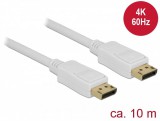 Delock Displayport 1.2 4K 60Hz 10m kábel, fehér (84863)