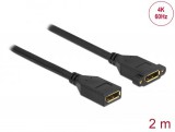 DeLock DisplayPort 1.2 cable female to female panel-mount 4K 60Hz 2m Black 87101