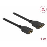 Delock DisplayPort 1.2 kábel csatlakozóhüvellyel - csatlakozóhüvellyel panelrögzítés 4K 60 Hz 1 m