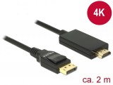 DeLock DisplayPort 1.2 male > High Speed HDMI-A male passive 4K 2m Cable Black 85317