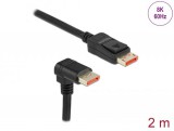 DeLock DisplayPort cable male straight to male 90° downwards angled 8K 60 Hz 2m Black 87051