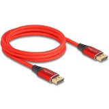 Delock DisplayPort kábel 16K 60 Hz 2 m piros fém