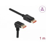 Delock DisplayPort kábel egyenes csatlakozódugóval - csatlakozódugóval 90  ívelt lefelé 8K 60 Hz 1 m